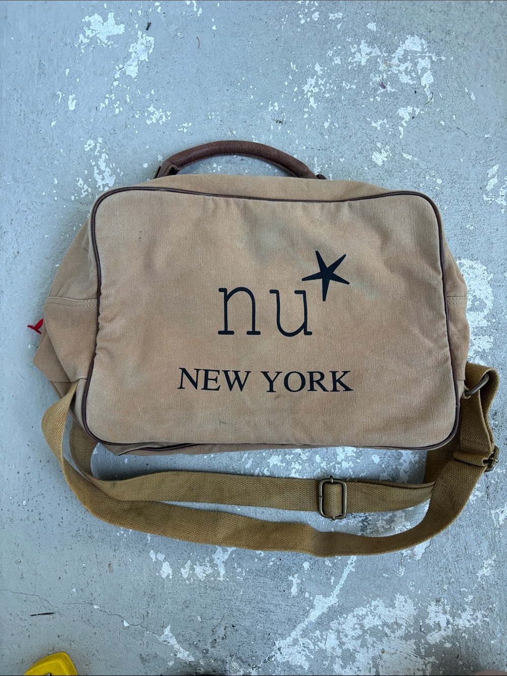 N U New York vintage canvas travel bag/backpack